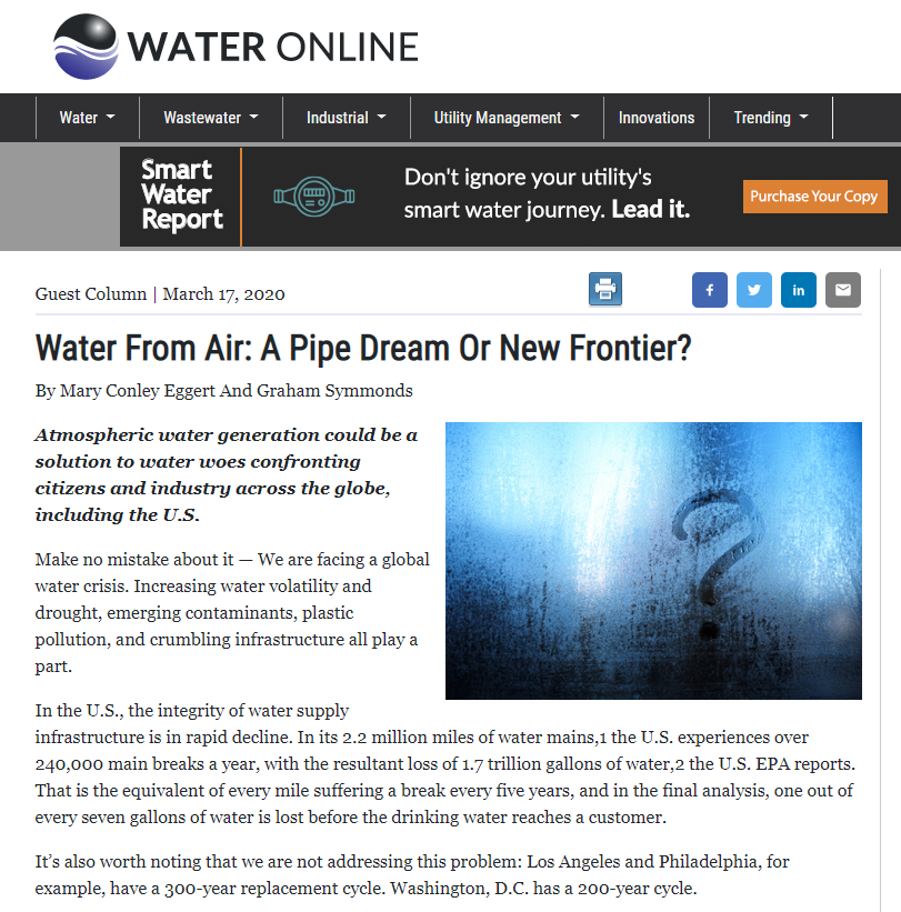 Picture of Water Online article titled, 