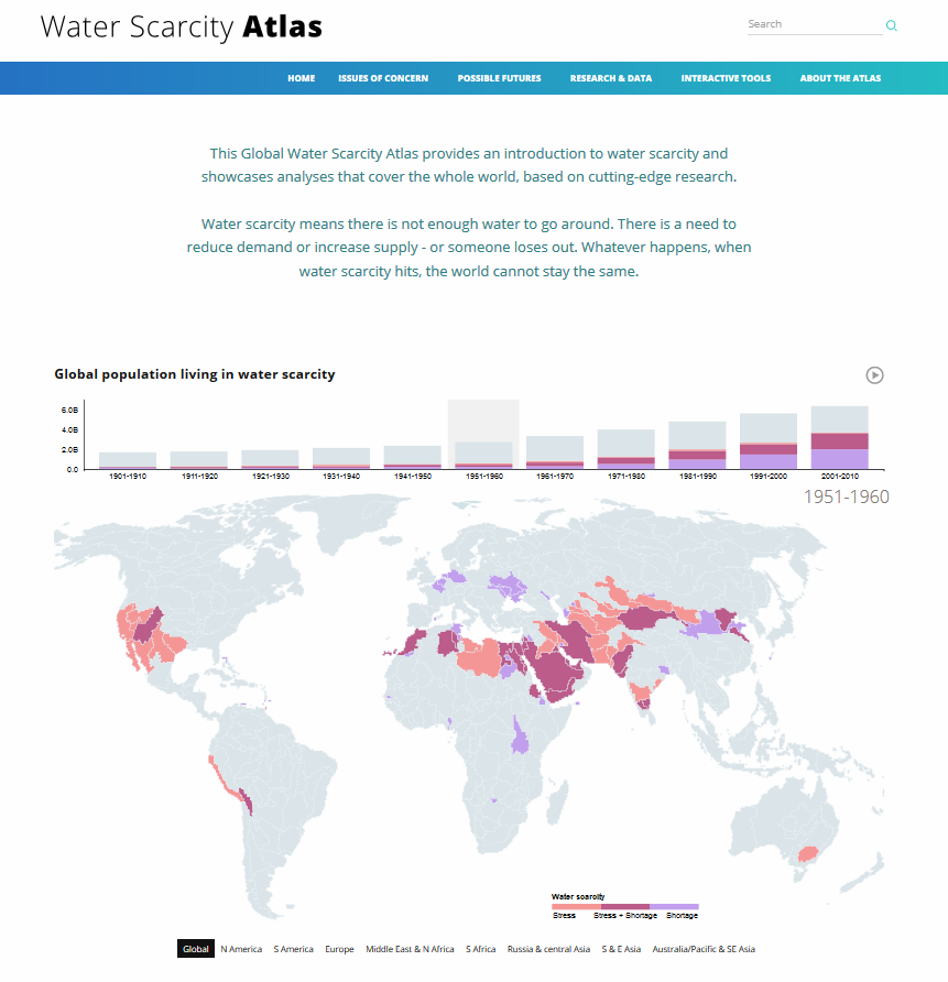 Picture of home page of the Water Scarcity Atlas