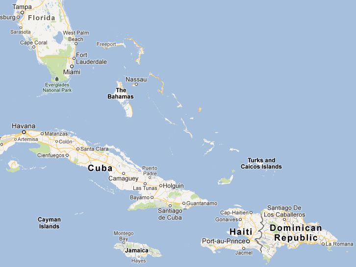 Picture: Map showing location of Turks and Caicos Islands